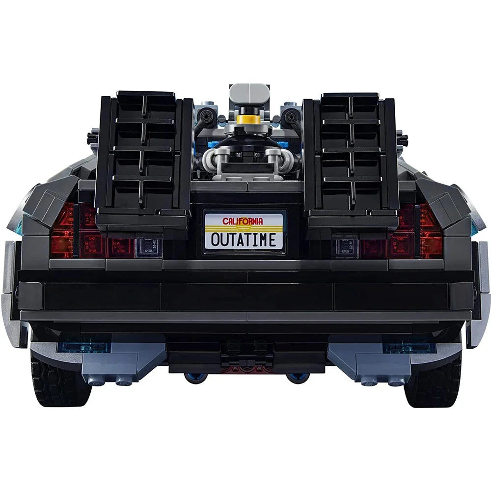 Capture the nostalgia with this intricate LEGO model of the iconic DeLorean, complete with 'OUTATIME' plates. Perfect for collectors and fans of timeless adventures!